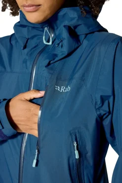 Waterproof Jackets-Rab Womens Downpour Mountain Jacket - Tempest Blue