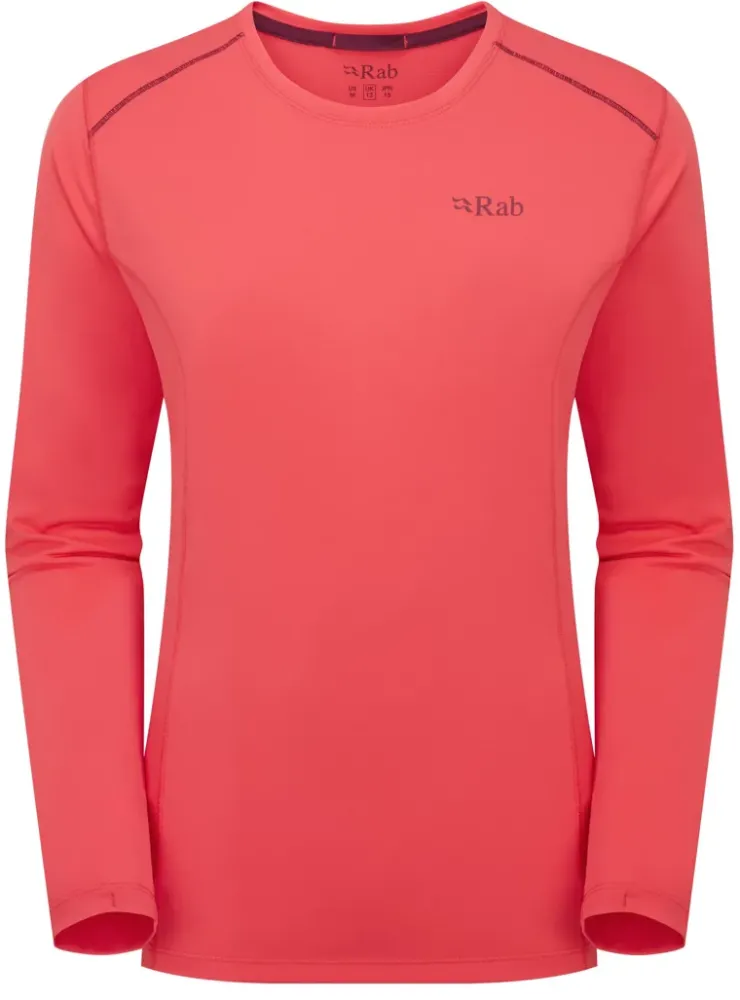 T-Shirts & Baselayers-Rab Womens Force Long Sleeved Tee - Hibiscus