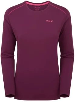 T-Shirts & Baselayers-Rab Womens Force Long Sleeved Tee - Mulberry