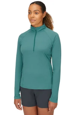 T-Shirts & Baselayers-Rab Womens Sonic Long Sleeved Zip-T - Eucalyptus