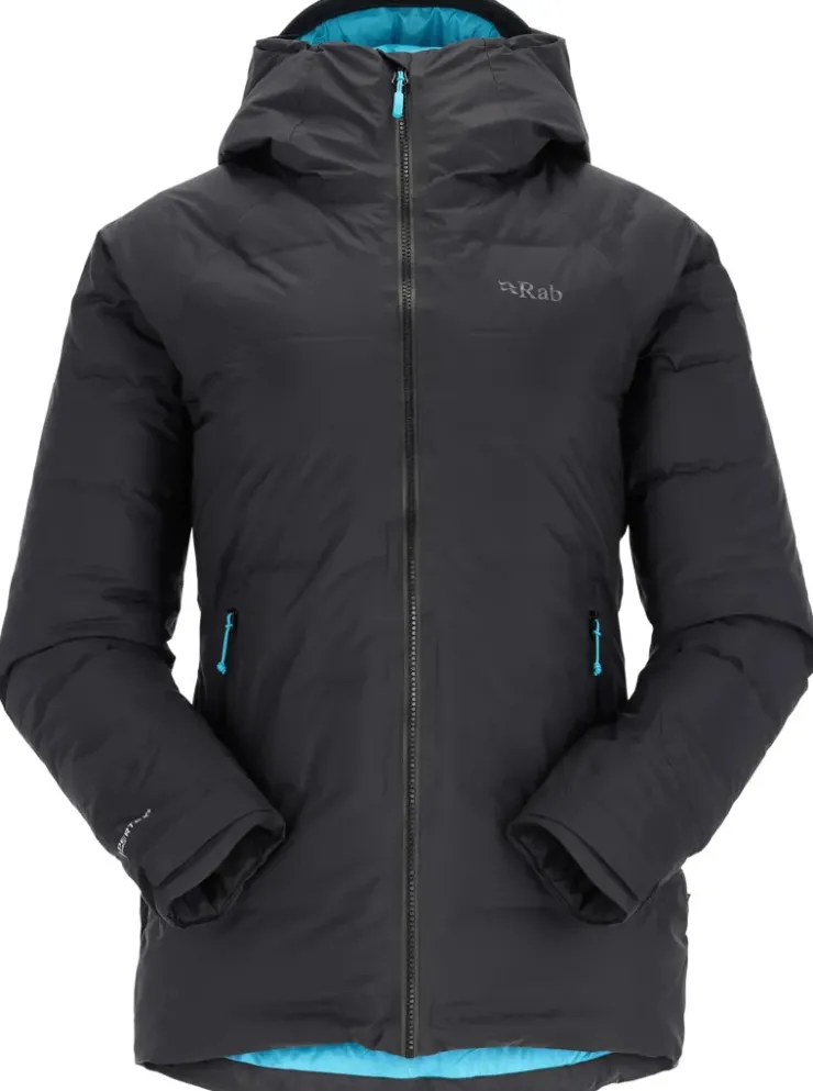 Insulated Jackets-Rab Womens Valiance Jacket - Black - Aquamarine