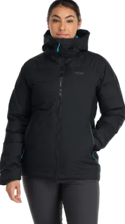 Insulated Jackets-Rab Womens Valiance Jacket - Black - Aquamarine