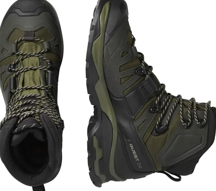 Hiking Shoes & Boots|Hiking Boots-Salomon Mens Quest 4 GTX Boots - Olive Night-Peat-Safari