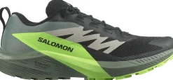 Hiking Shoes & Boots|Running Shoes-Salomon Mens Sense Ride 5 Shoes - Black-Laurel Wreath-Green Gecko