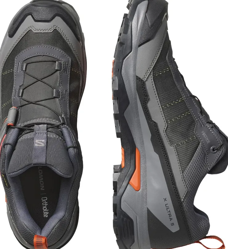 Hiking Shoes & Boots|Walking Shoes-Salomon Mens X Ultra 5 GTX Shoe - Asphalt-Castlerock-Burnt Ochre