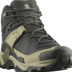 Hiking Shoes & Boots|Mid Height Boots-Salomon Mens X Ultra 5 Mid GTX Shoe - Peat-Gray Green-Blue Nights