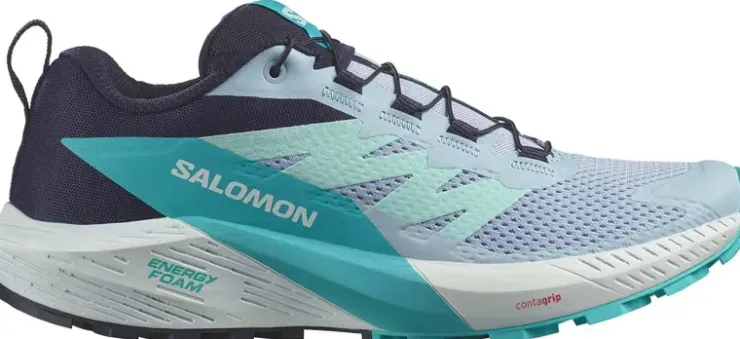 Hiking Shoes & Boots|Running Shoes-Salomon Womens Sense Ride 5 Shoes - Cashmere Blue-Carbon-Peacock Blue