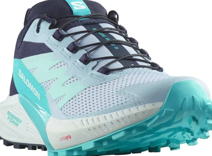 Hiking Shoes & Boots|Running Shoes-Salomon Womens Sense Ride 5 Shoes - Cashmere Blue-Carbon-Peacock Blue