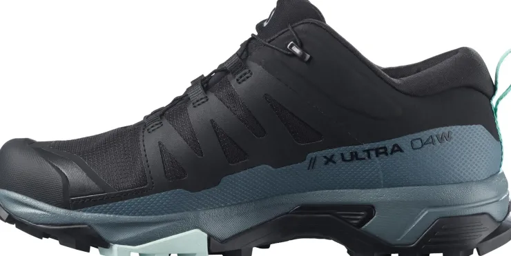 Walking Shoes-Salomon Womens X Ultra 4 GTX Hiking Shoes - Black-Stormy Weather-Opal Blue