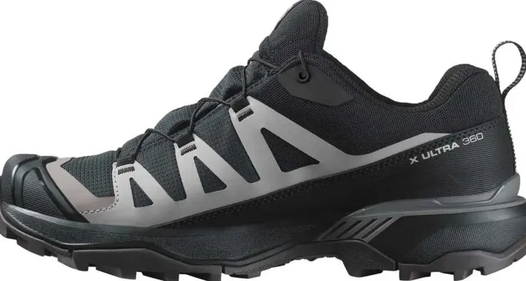 Hiking Shoes & Boots|Walking Shoes-Salomon Womens X Ultra 360 GTX Shoes - Black-Plum Kitten-Shale