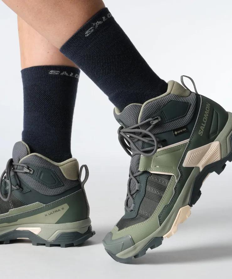 Hiking Shoes & Boots|Mid Height Boots-Salomon Womens X Ultra 5 Mid GTX Shoe - Turbulence-Sedona Sage-Tender