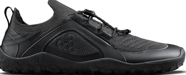 Hiking Shoes & Boots|Running Shoes-Vivobarefoot Mens Primus Trail Knit FG Shoes - Obsidian-Obsidian
