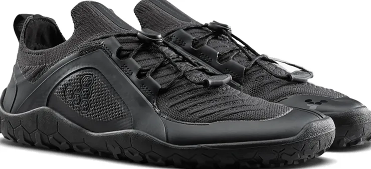 Hiking Shoes & Boots|Running Shoes-Vivobarefoot Mens Primus Trail Knit FG Shoes - Obsidian-Obsidian