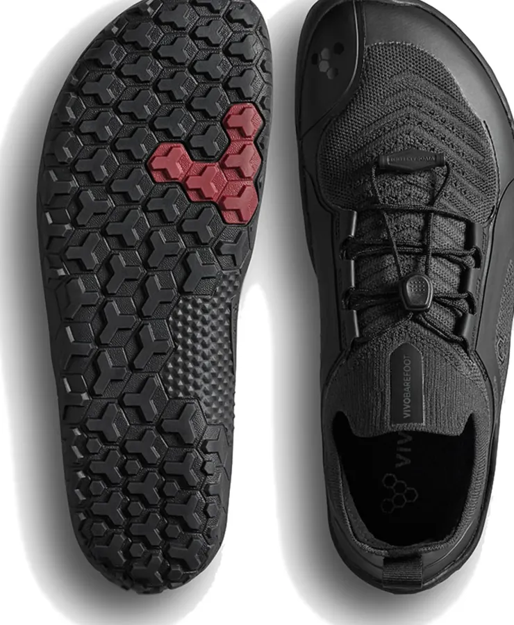 Hiking Shoes & Boots|Running Shoes-Vivobarefoot Mens Primus Trail Knit FG Shoes - Obsidian-Obsidian