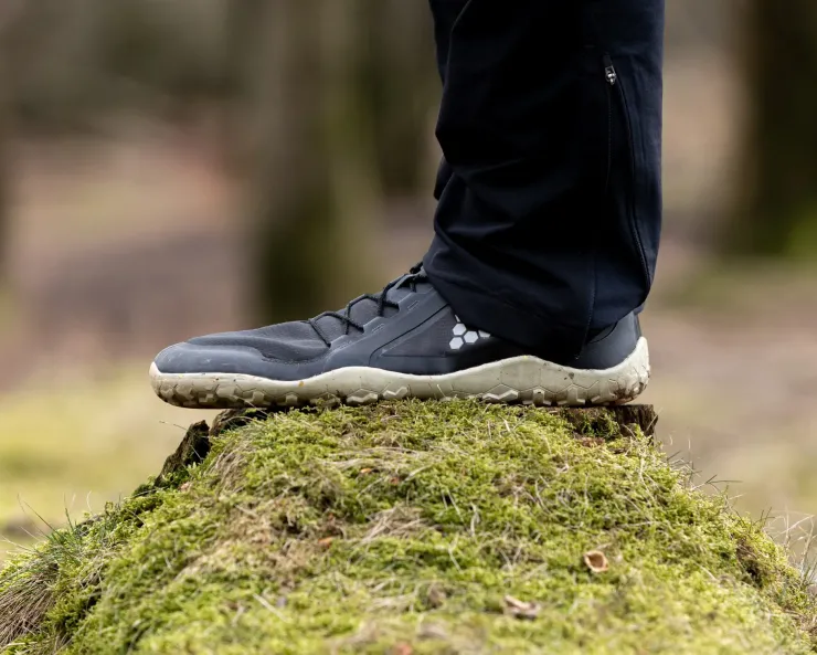 Hiking Shoes & Boots|Running Shoes-Vivobarefoot Mens Primus Trail Knit FG Shoes - Obsidian-Obsidian