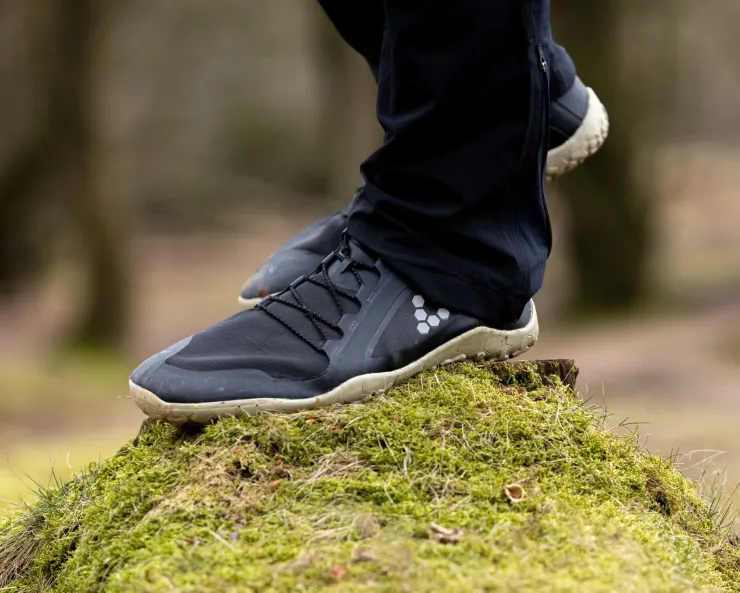 Hiking Shoes & Boots|Running Shoes-Vivobarefoot Mens Primus Trail Knit FG Shoes - Obsidian-Obsidian