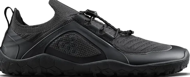 Hiking Shoes & Boots|Running Shoes-Vivobarefoot Womens Primus Trail Knit FG Shoes - Obsidian-Obsidian