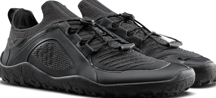 Hiking Shoes & Boots|Running Shoes-Vivobarefoot Womens Primus Trail Knit FG Shoes - Obsidian-Obsidian