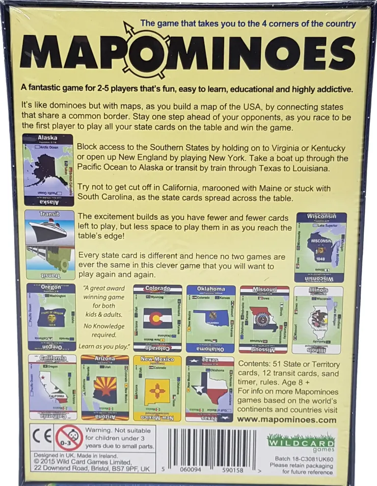 Games|Travel Accessories-Wildcard Games Mapominoes - The Ultimate Geography Game - USA