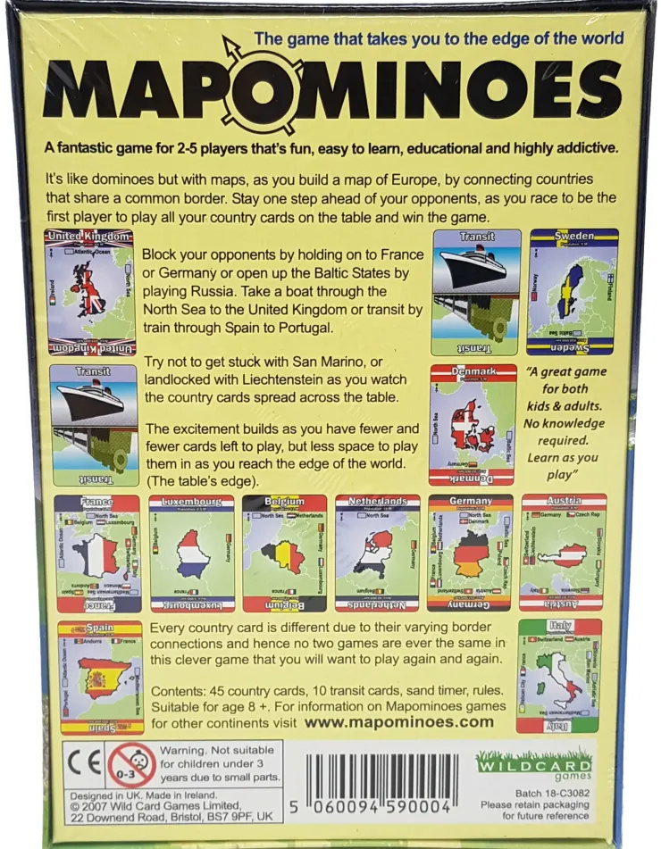 Games|Travel Accessories-Wildcard Games Mapominoes - The Ultimate Geography Game - Europe